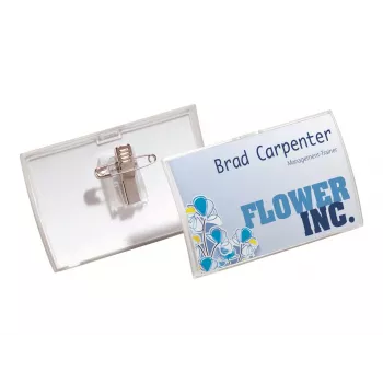 DURABLE CLICK FOLD Name Badge Holder with Combination Clip, 90 x 54 mm, Transparent, Pack of 25 (821419)