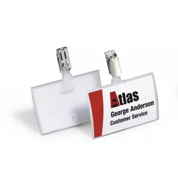 DURABLE CLICK FOLD Name Badge with Clip, 90x54 mm Insert, Transparent, Pack of 25 821619
