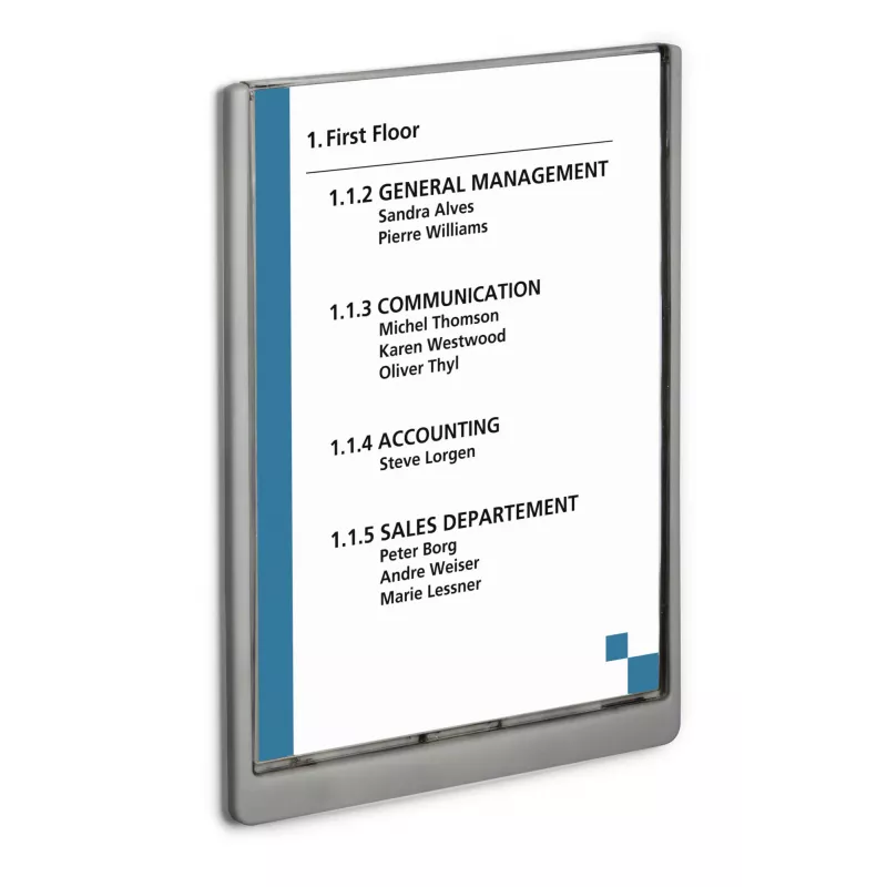 DURABLE CLICK SIGN A4 Portrait Door Sign Silver 486737