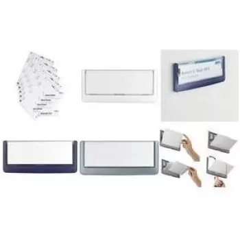 DURABLE CLICK SIGN Door Sign 149x52.5 mm Silver-Grey Acrylic Frame, Transparent Insert Cover, Tool-Free Insert Change, Screw or Adhesive Mounting, 1 Piece 486002