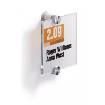 DURABLE CRYSTAL SIGN Door Sign 105x105 mm, Frameless Acrylic Glass, Screw Mounting, Transparent, 1 Set 482019