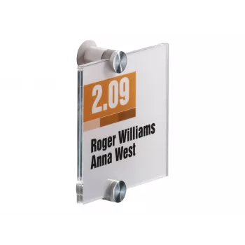 DURABLE CRYSTAL SIGN Door Sign 105x105 mm, Frameless Acrylic Glass, Screw Mounting, Transparent, 1 Set 482019