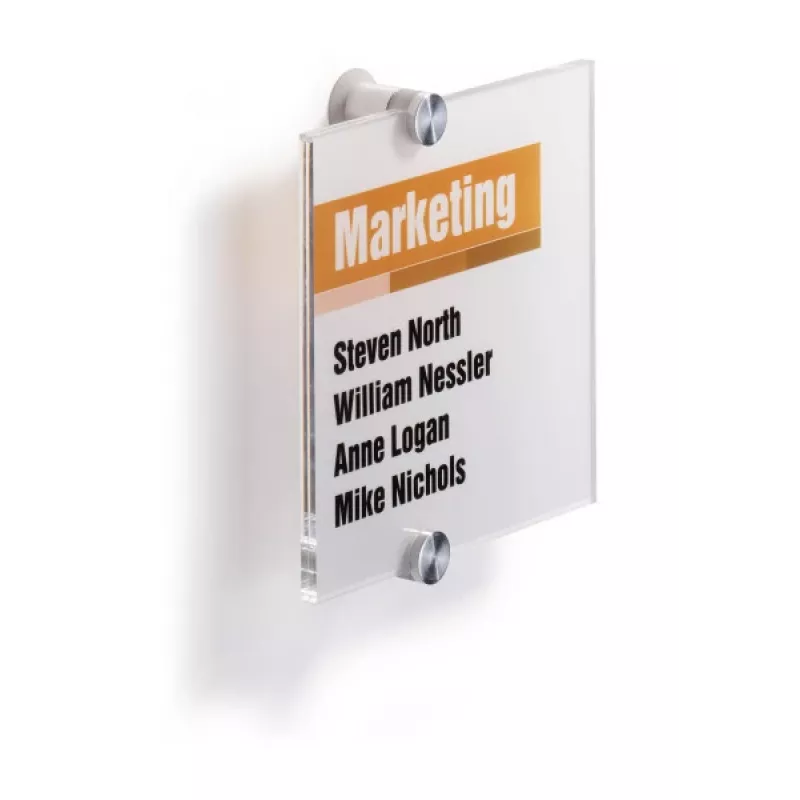 DURABLE CRYSTAL SIGN Door Sign 148x148 mm, Clear Acrylic, Screw Mounting, Set of 1 482219