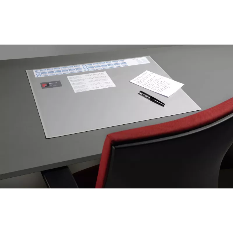 DURABLE Desk Pad with Integrated Calendar, Full-View Transparent Cover, 65x52 cm, Dark Blue