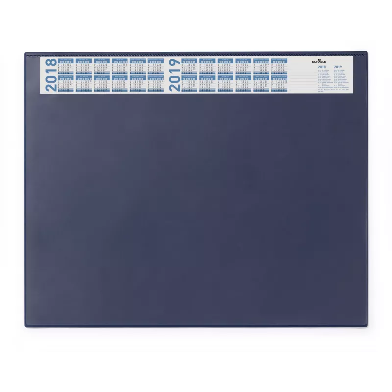 DURABLE Desk Pad with Integrated Calendar, Full-View Transparent Cover, 65x52 cm, Dark Blue