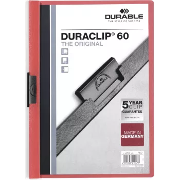 DURABLE DURACLIP 60 A4 Clip Folder Black with Transparent Front Cover, 60-Sheet Capacity, Non-Slip Spring Clip, Pack of 25 220903
