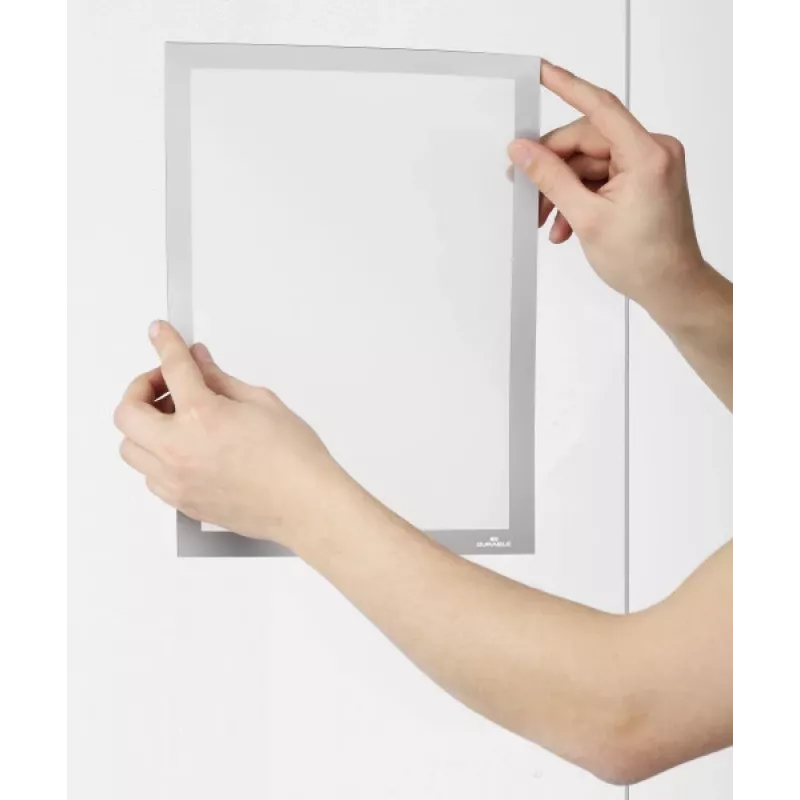 DURABLE DURAFRAME SUN A4 Silver Self-Adhesive UV-Resistant Information Frame, Pack of 2 484123