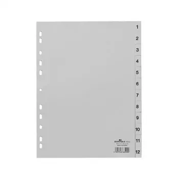 DURABLE Index Dividers A4 1-12 PP Full-Cover Grey