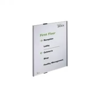 DURABLE INFO SIGN A3 Portrait Silver Aluminium Information Sign, Anti-Glare Acrylic, Screw Mounting, 297 x 420 mm Insert 480823