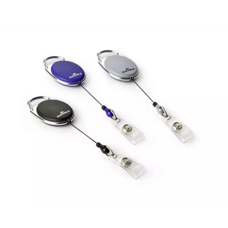 DURABLE Jojo STYLE Retractable Badge Reel with Snap Button Loop, 10-Pack, Black 832407