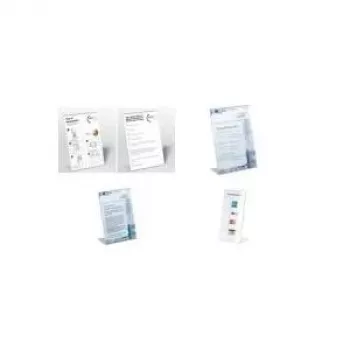 DURABLE L-Shaped A4 Portrait Display Stand, Transparent Acrylic, 2-Pack 859619