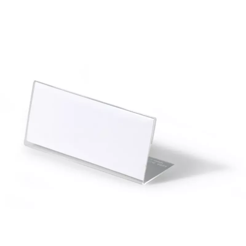 DURABLE L-Shaped Desk Name Plate 61x150 mm Acrylic Transparent, Pack of 10 805419