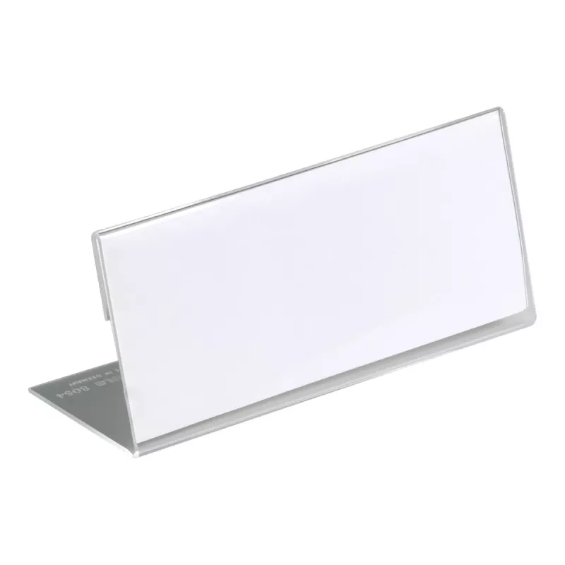 DURABLE L-Shaped Desk Name Plate 61x150 mm Acrylic Transparent, Pack of 10 805419