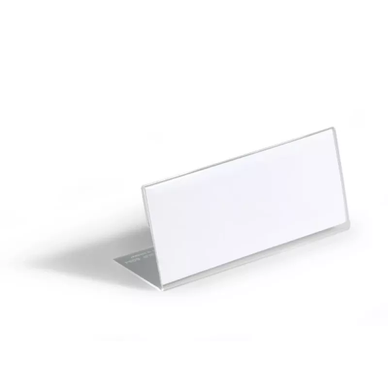 DURABLE L-Shaped Desk Name Plate 61x150 mm Acrylic Transparent, Pack of 10 805419