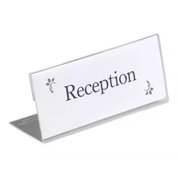 DURABLE L-Shaped Desk Name Plate 61x150 mm Acrylic Transparent, Pack of 10 805419