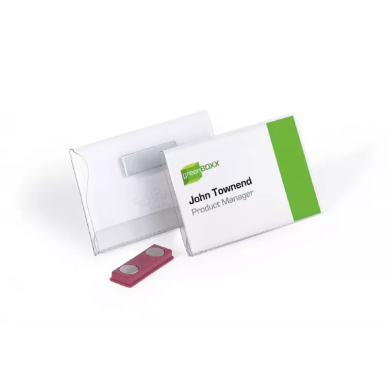 DURABLE Magnetic Name Badge 90 x 54 mm, Clear, 25 per Pack 811719