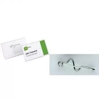 DURABLE Name Badge 60x30 mm with Wave Pin, 100 Pieces, Transparent 800619