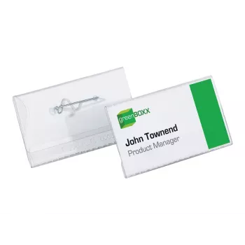 DURABLE Name Badge 75 x 40 mm with Wavy Pin, 100 Pieces 800819