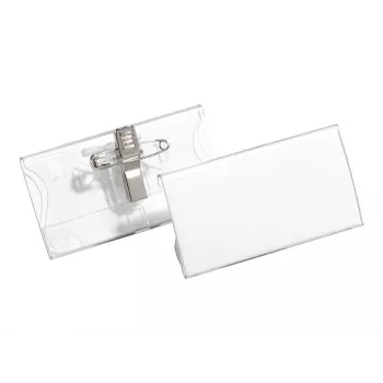 DURABLE Name Badge Holder 40x75 mm with Combi Clip, Acrylic, Transparent, 25/Pack (812119)