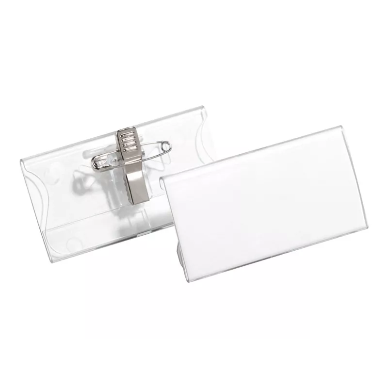 DURABLE Name Badge Holder 40x75 mm with Combi Clip, Acrylic, Transparent, 25/Pack (812119)