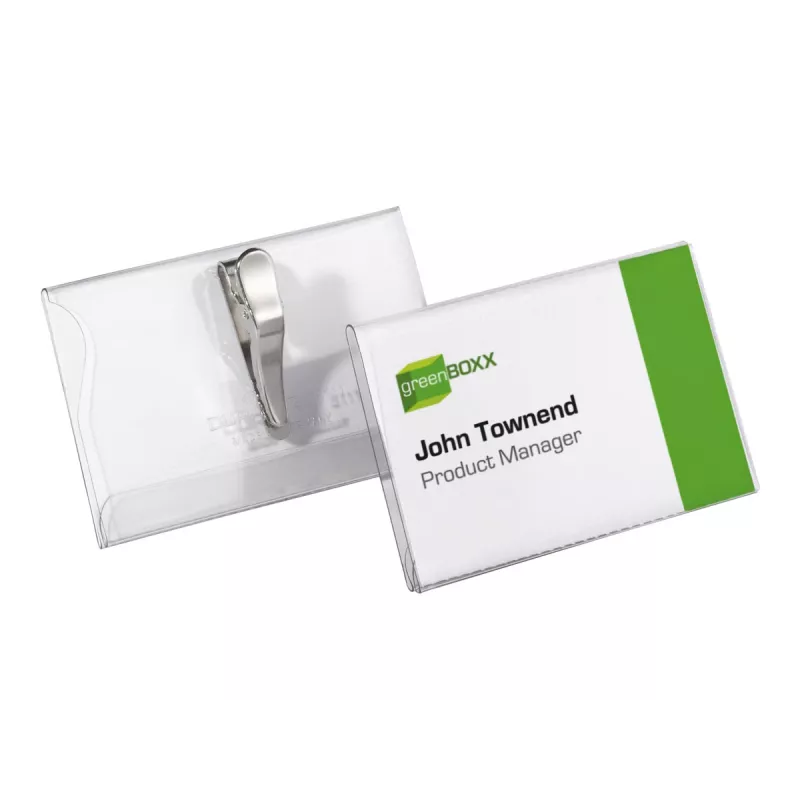 DURABLE Name Badge Holder 54x90 mm with Crocodile Clip, Pack of 25, Transparent 811119