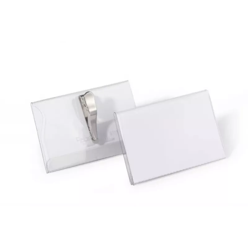 DURABLE Name Badge Holder 54x90 mm with Crocodile Clip, Pack of 25, Transparent 811119