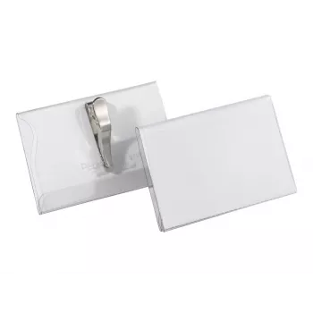 DURABLE Name Badge Holder 54x90 mm with Crocodile Clip, Pack of 25, Transparent 811119