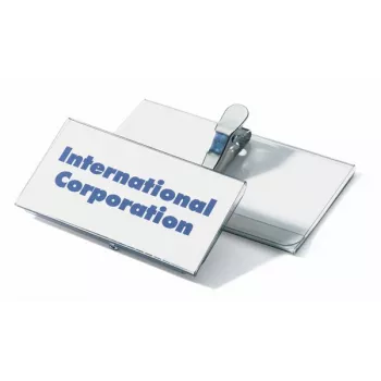 DURABLE Name Badge Holder 75x40 mm with Crocodile Clip, Transparent, 25-Pack 811019