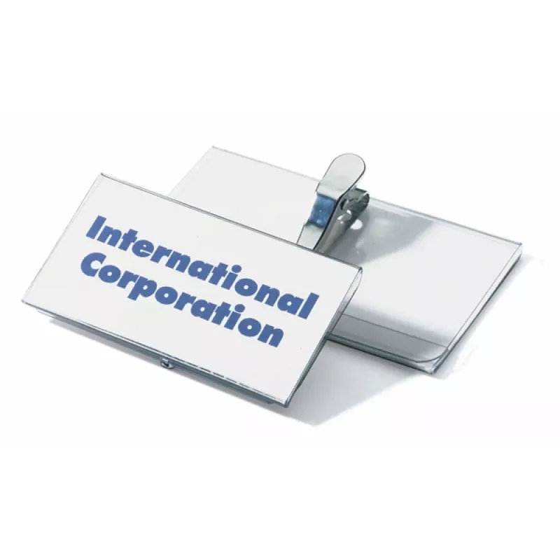 DURABLE Name Badge Holder 75x40 mm with Crocodile Clip, Transparent, 25-Pack 811019