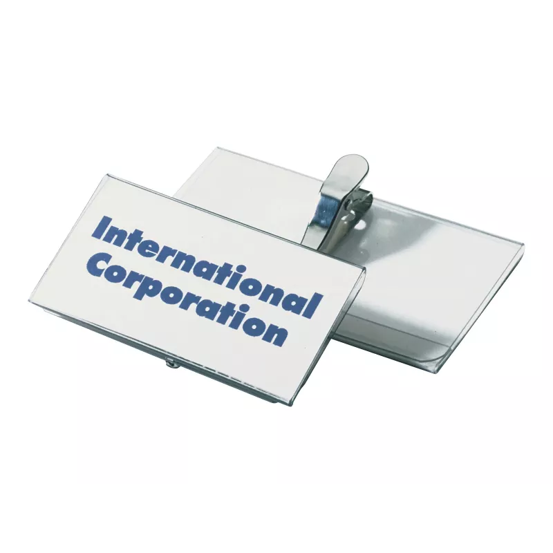 DURABLE Name Badge Holder 75x40 mm with Crocodile Clip, Transparent, 25-Pack 811019
