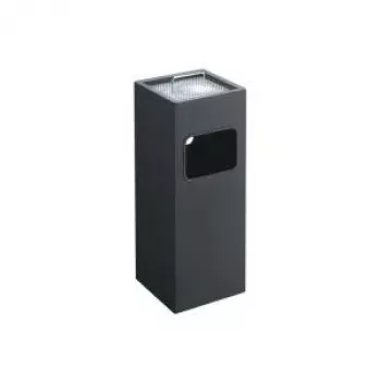 DURABLE Rectangular Steel Waste Bin with Integrated Ashtray, 17 Litre, Black 333158