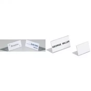 DURABLE SHERPA® L-Shaped Table Sign Holder, Acrylic, 61x210 mm, Landscape, Transparent, Pack of 10 803119