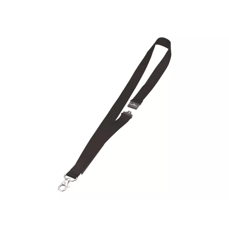 DURABLE Textile Lanyard 20 with Carabiner Hook, Black, 10-Pack (813701)