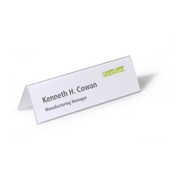 DURABLE VISIFIX® Table Name Plate Tent Style 61/122x210 mm, Transparent PVC, Pack of 25 (805219)