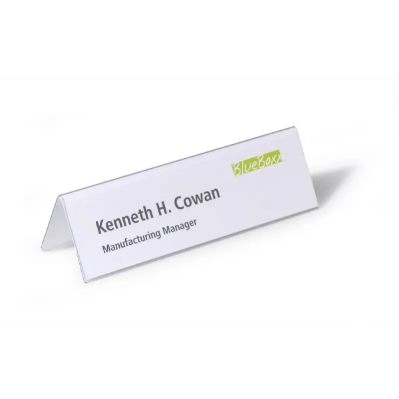 DURABLE VISIFIX® Table Name Plate Tent Style 61/122x210 mm, Transparent PVC, Pack of 25 (805219)
