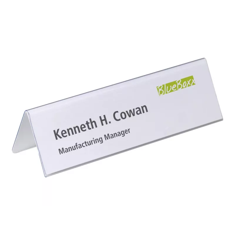 DURABLE VISIFIX® Table Name Plate Tent Style 61/122x210 mm, Transparent PVC, Pack of 25 (805219)