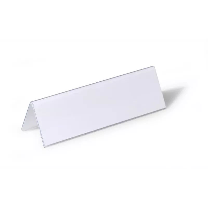 DURABLE VISIFIX® Table Name Plate Tent Style 61/122x210 mm, Transparent PVC, Pack of 25 (805219)