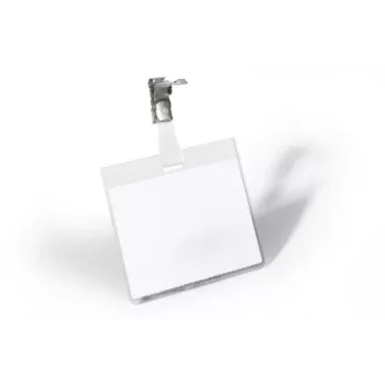 DURABLE VISITOR Name Badge Holder 90 x 60 mm with Swivel Clip, Transparent, 25 Pieces (800319)
