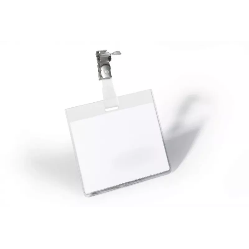 DURABLE VISITOR Name Badge Holder 90 x 60 mm with Swivel Clip, Transparent, 25 Pieces (800319)