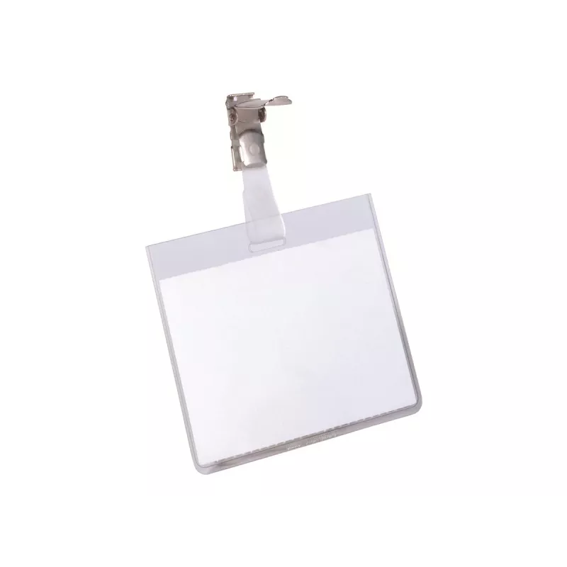 DURABLE VISITOR Name Badge Holder 90 x 60 mm with Swivel Clip, Transparent, 25 Pieces (800319)