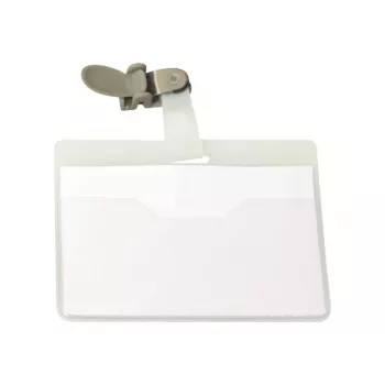 DURABLE VISITOR Name Badge Holder 90 x 60 mm with Swivel Clip, Transparent, 25 Pieces (800319)