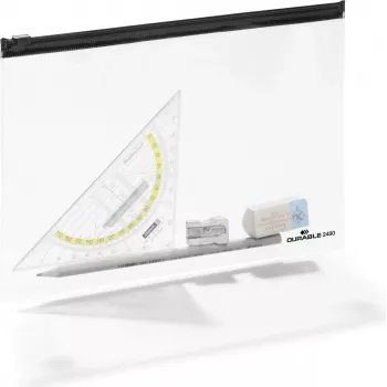 DURABLE ZIP BAG A5 Transparent Zipper Document Bag, Pack of 5 248001