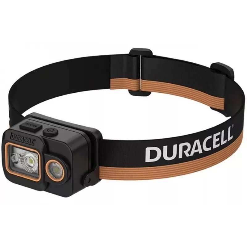 Duracell DH700R Rechargeable LED Headlamp, 700 Lumens, Motion Sensor, IPX4, Black/Orange