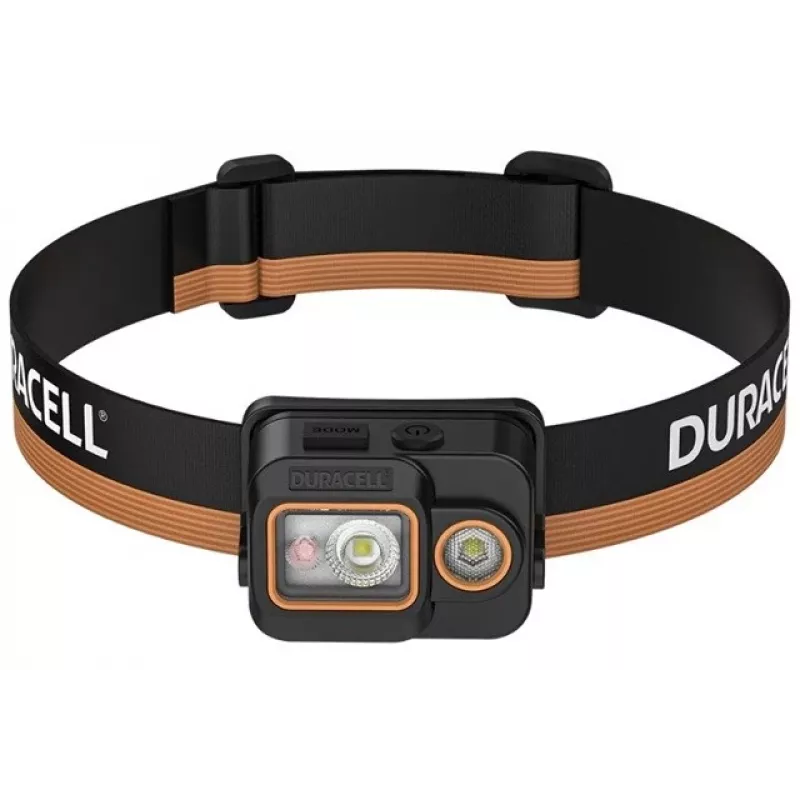 Duracell DH700R Rechargeable LED Headlamp, 700 Lumens, Motion Sensor, IPX4, Black/Orange