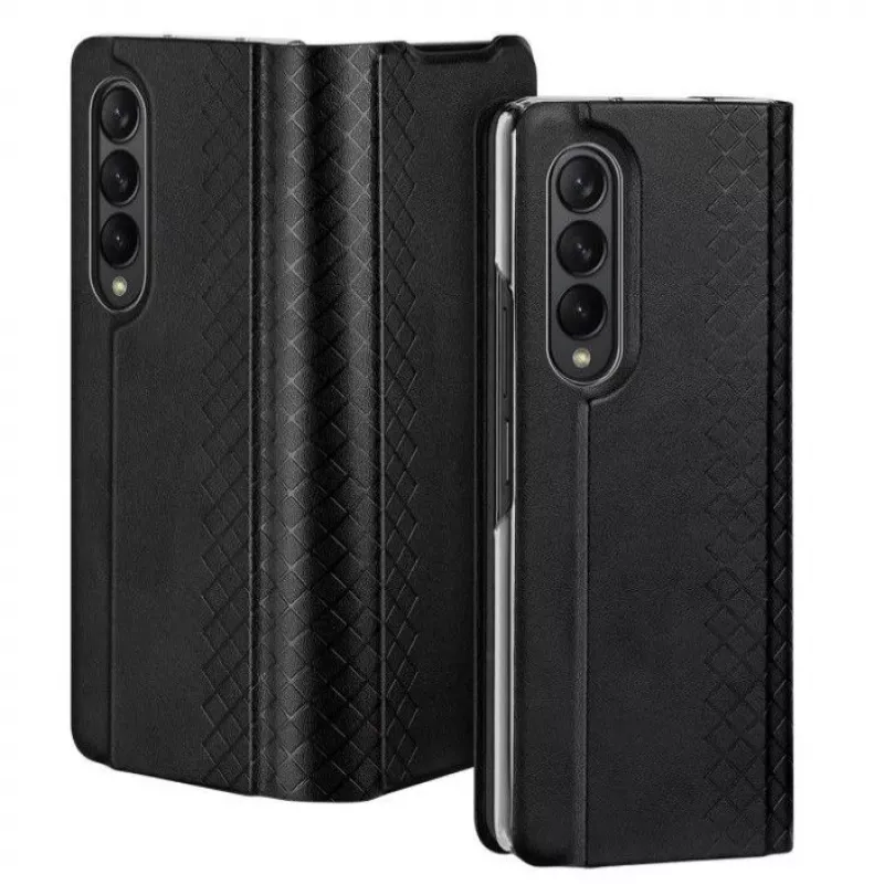 Dux Ducis Bril Series Flip Wallet Case for Samsung Galaxy Z Fold4, Black, Premium PU Leather with Stand and Card Slots
