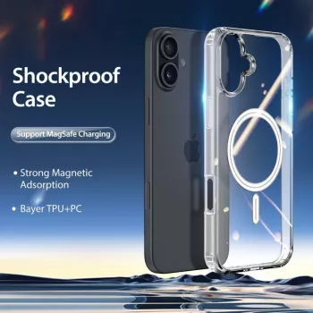DUX DUCIS Clin Mag Case for iPhone 16, Transparent, MagSafe Compatible
