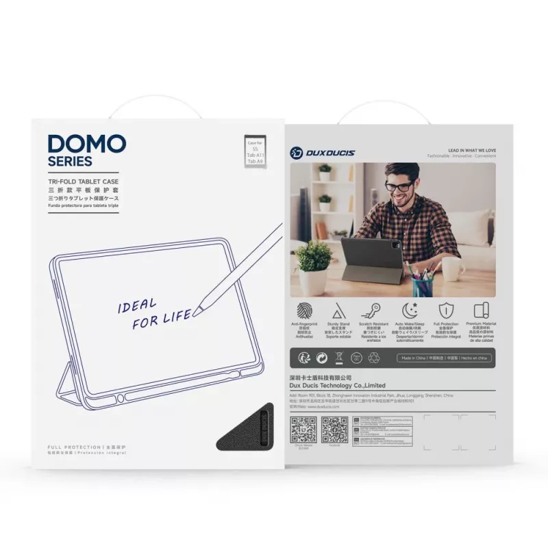 Dux Ducis Domo Series Tri-fold Stand PU Leather Tablet Cover for Samsung Galaxy Tab A9 / Tab A11, Blue