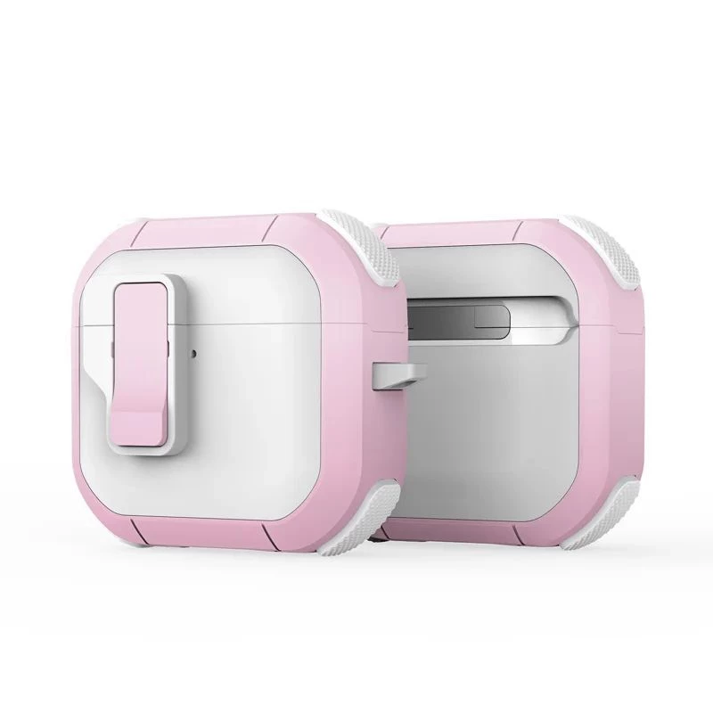 Dux Ducis PECP Series PC+TPU Cover with Hook for AirPods 4, White Pink