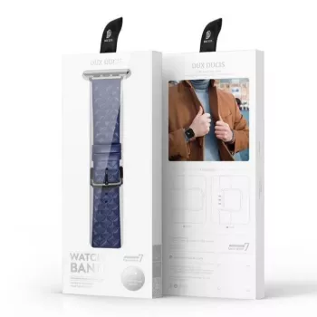 Dux Ducis Trap Leather Watch Band for Apple Watch 7/6/5/4/3/2/SE (45/44/42mm) Genuine Leather Bracelet Blue
