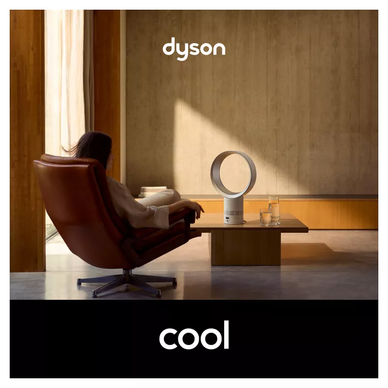 Dyson Cool CF1 Bladeless Tower Fan with Air Multiplier Technology, 10 Speeds, Oscillation, Remote Control, White/Silver